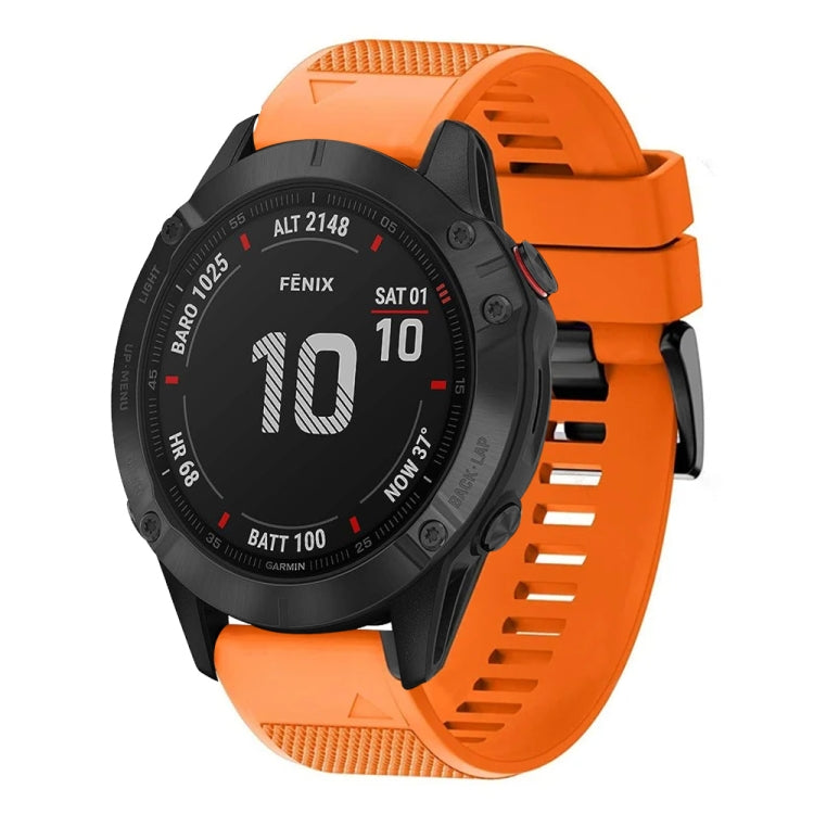 For Garmin Fenix 6 22mm Quick Release Silicone Watch Band(Orange) - Watch Bands by buy2fix | Online Shopping UK | buy2fix