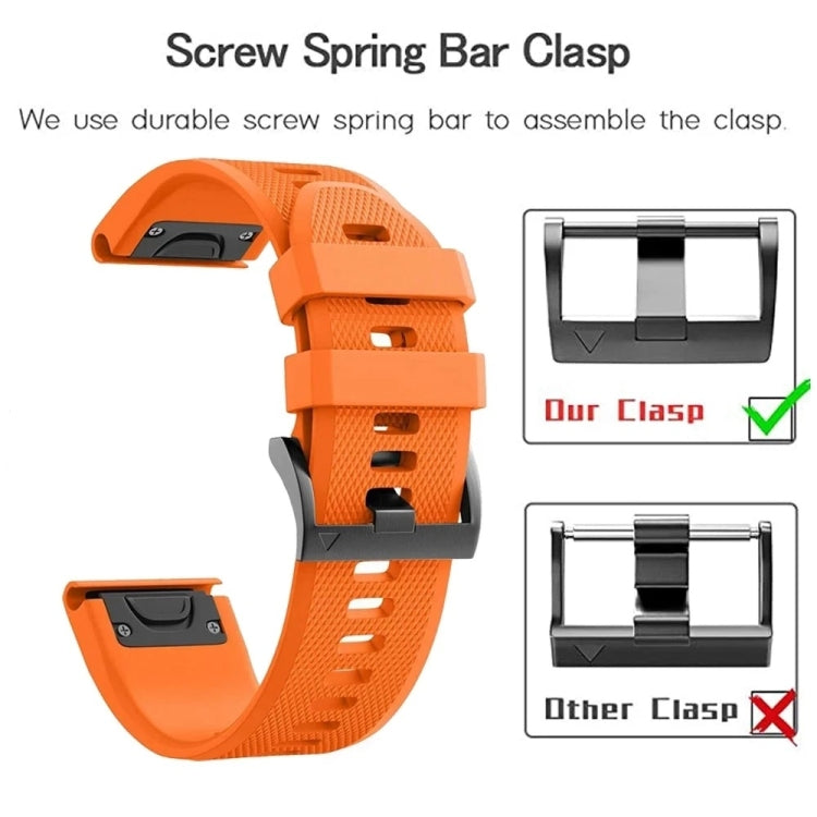 For Garmin Fenix 5 Plus 22mm Quick Release Silicone Watch Band(Orange) - Watch Bands by buy2fix | Online Shopping UK | buy2fix