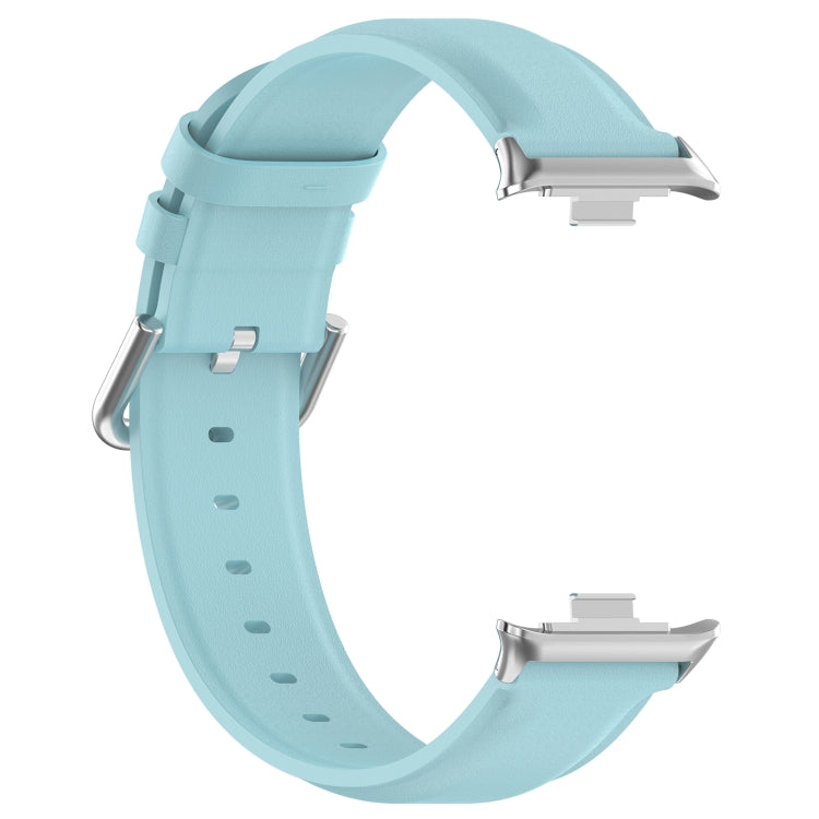 For Xiaomi Mi Band 8 Pro Round Tail Top Layer Leather Watch Band(Light Blue) - Watch Bands by buy2fix | Online Shopping UK | buy2fix