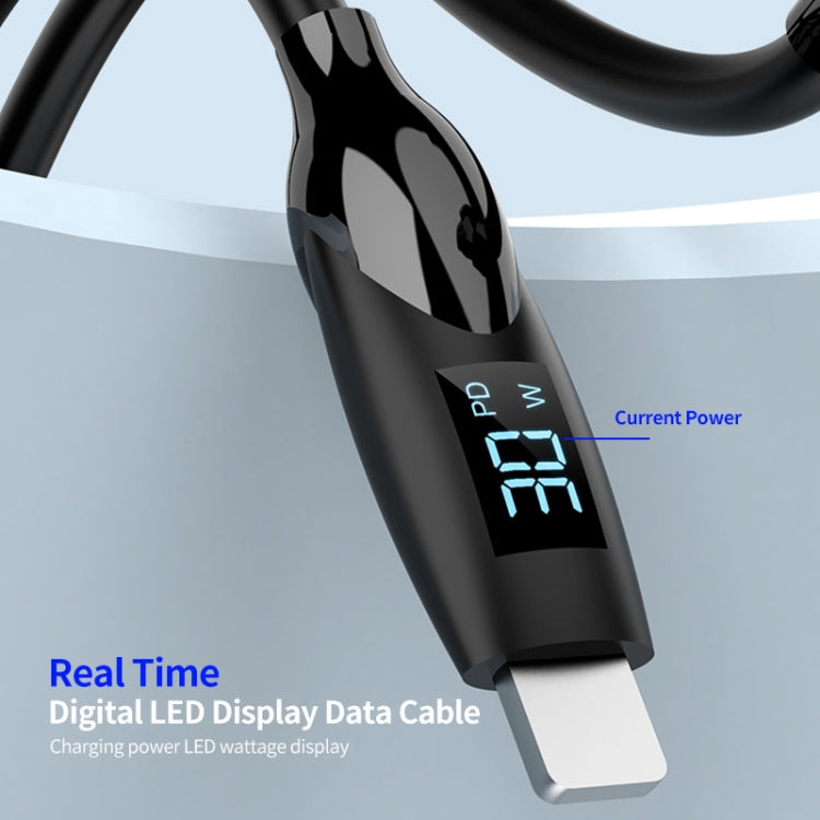 ENKAY 2.4A USB to 8 Pin Fast Charging Data Silicone Cable with LED Display, Length:1m(Black) - Normal Style Cable by ENKAY | Online Shopping UK | buy2fix