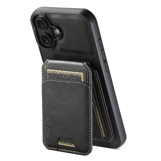 For iPhone 16 Plus Suteni H02 Leather Wallet Stand Back Phone Case(Black) - iPhone 16 Plus Cases by Suteni | Online Shopping UK | buy2fix