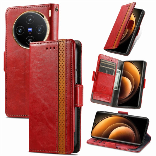 For vivo X100 CaseNeo Splicing Dual Magnetic Buckle Leather Phone Case(Red) - X100 Cases by imak | Online Shopping UK | buy2fix