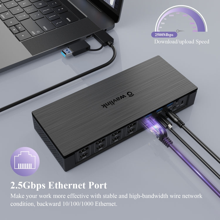 WAVLINK UG69PD10 1 to 4 Screens 4K/5K AV Transfer USB-C to HD Type-C Docking Station Hub, Plug:EU Plug - USB HUB by WAVLINK | Online Shopping UK | buy2fix