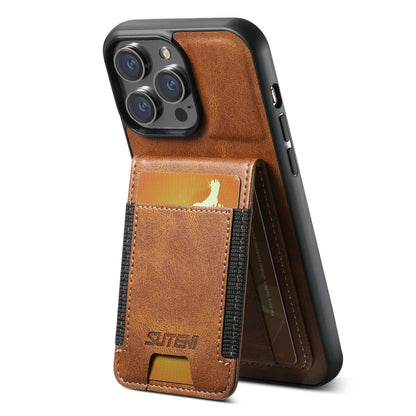 For iPhone 16 Pro Suteni H03 Oil Wax Leather Wallet Stand Back Phone Case(Brown) - iPhone 16 Pro Cases by Suteni | Online Shopping UK | buy2fix