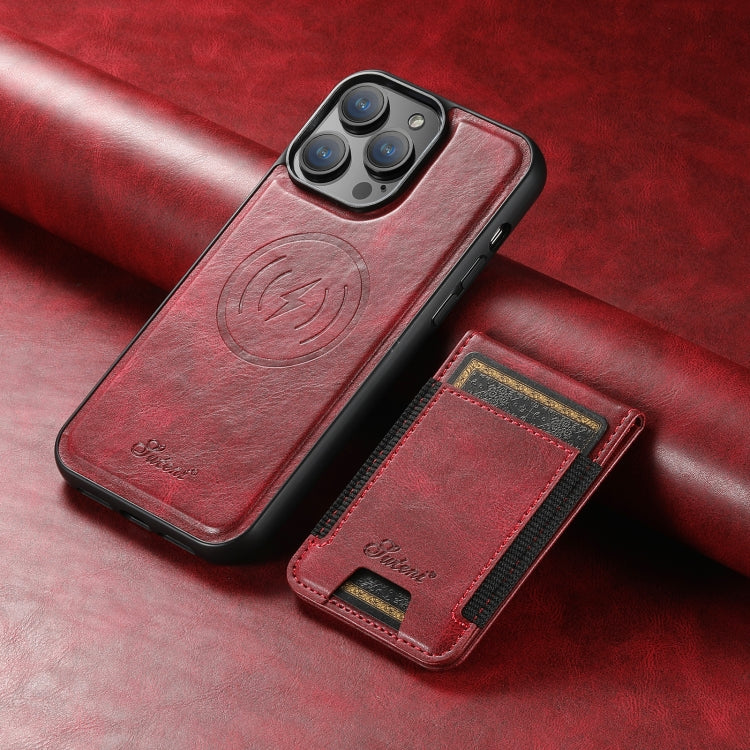 For iPhone 13 Pro Suteni H17 Oil Eax Leather MagSafe Detachable Wallet Phone Case(Red) - iPhone 13 Pro Cases by Suteni | Online Shopping UK | buy2fix