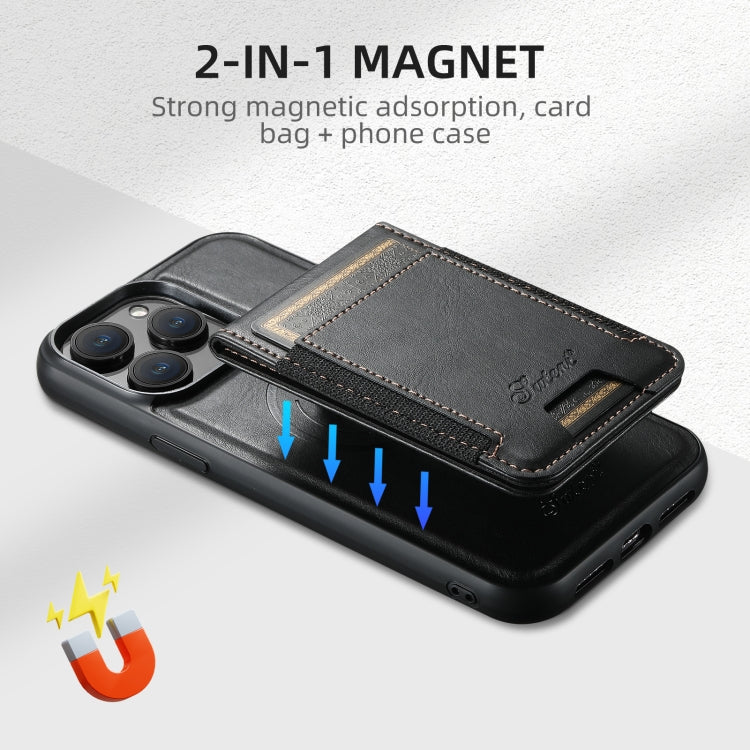 For iPhone 16 Plus Suteni H17 Oil Eax Leather MagSafe Detachable Wallet Phone Case(Black) - iPhone 16 Plus Cases by Suteni | Online Shopping UK | buy2fix