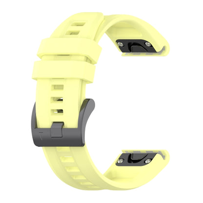 For Garmin Fenix 7 Solar / Sapphire Solar Solid Color Black Buckle Silicone Quick Release Watch Band(Yellow) - Watch Bands by buy2fix | Online Shopping UK | buy2fix