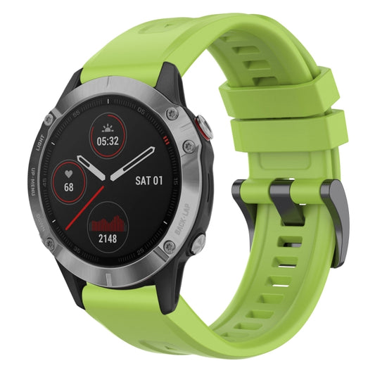 For Garmin Fenix 6 GPS Solid Color Black Buckle Silicone Quick Release Watch Band(Lime green) - Watch Bands by buy2fix | Online Shopping UK | buy2fix