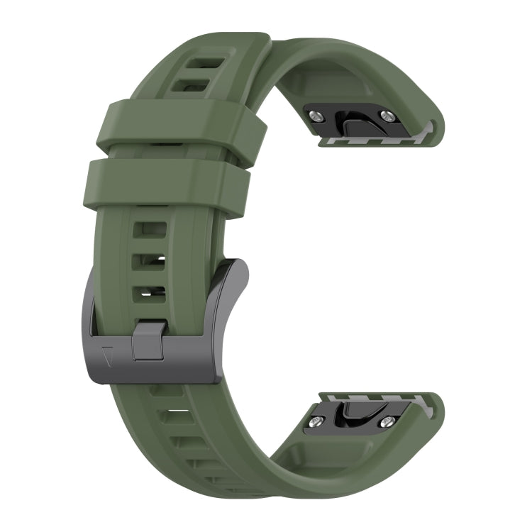 For Garmin Fenix 6 Pro GPS Solid Color Black Buckle Silicone Quick Release Watch Band(Dark Green) - Watch Bands by buy2fix | Online Shopping UK | buy2fix