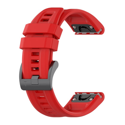 For Garmin Fenix 6 Pro GPS Solid Color Black Buckle Silicone Quick Release Watch Band(Red) - Watch Bands by buy2fix | Online Shopping UK | buy2fix