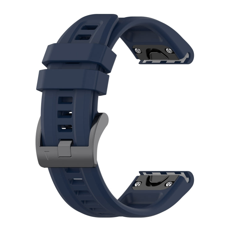 For Garmin MARQ Solid Color Black Buckle Silicone Quick Release Watch Band(Dark Blue) - Watch Bands by buy2fix | Online Shopping UK | buy2fix