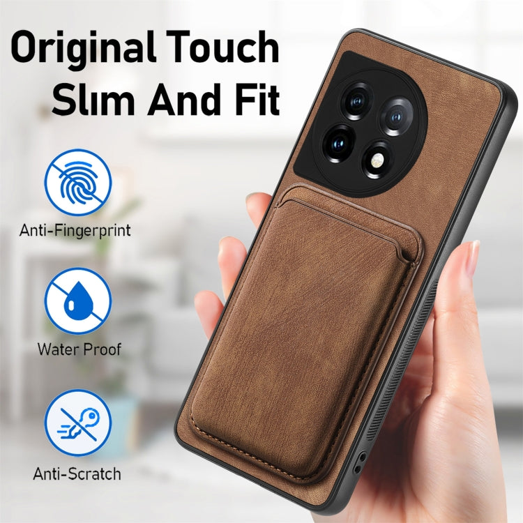 For OnePlus 11 Retro Leather Card Bag Magnetic Phone Case(Brown) - OnePlus Cases by buy2fix | Online Shopping UK | buy2fix