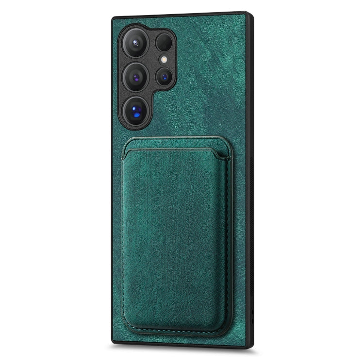 For Samsung Galaxy S25 Ultra 5G Retro Leather Card Bag Magnetic Phone Case(Green) - Galaxy S25 Ultra 5G Cases by buy2fix | Online Shopping UK | buy2fix