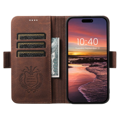 For iPhone 16 Pro Max SUTENI J07 Multifunctional Horizontal Flip Magsafe Leather Phone Case(Brown) - iPhone 16 Pro Max Cases by Suteni | Online Shopping UK | buy2fix