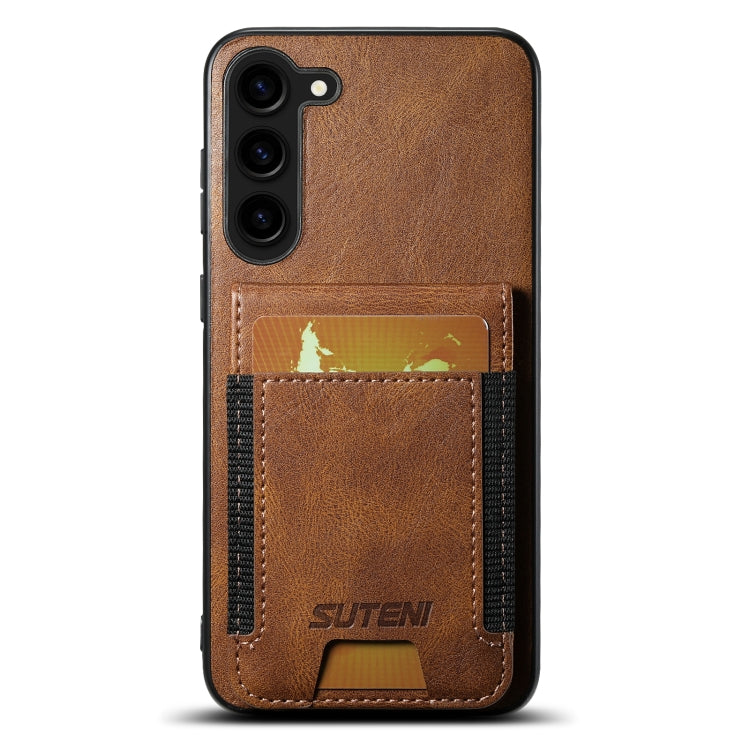 For Samsung Galaxy S24+ 5G Suteni H03 Oil Wax Leather Wallet Stand Back Phone Case(Brown) - Galaxy S24+ 5G Cases by Suteni | Online Shopping UK | buy2fix