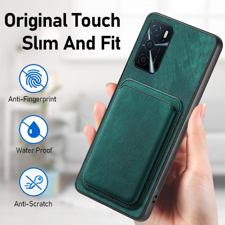 For OPPO A58 4G Retro Leather Card Bag Magnetic Phone Case(Green) - OPPO Cases by buy2fix | Online Shopping UK | buy2fix