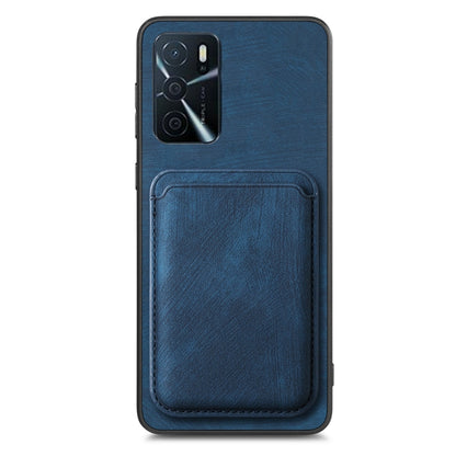 For OPPO Reno10 Pro Global Retro Leather Card Bag Magnetic Phone Case(Blue) - OPPO Cases by buy2fix | Online Shopping UK | buy2fix