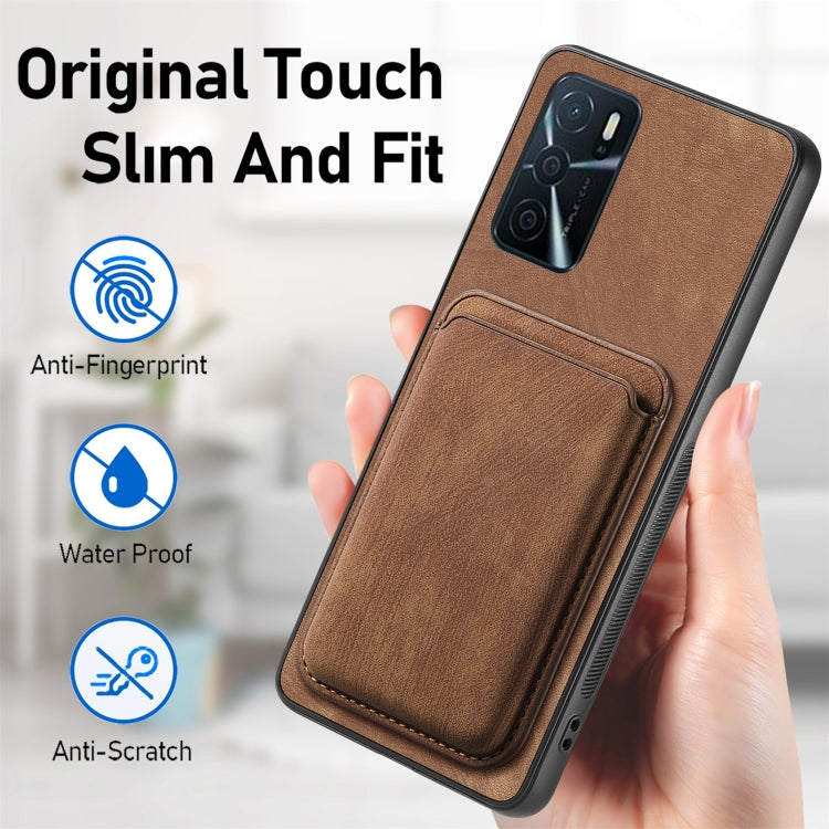 For OPPO A1 5G Retro Leather Card Bag Magnetic Phone Case(Brown) - OPPO Cases by buy2fix | Online Shopping UK | buy2fix
