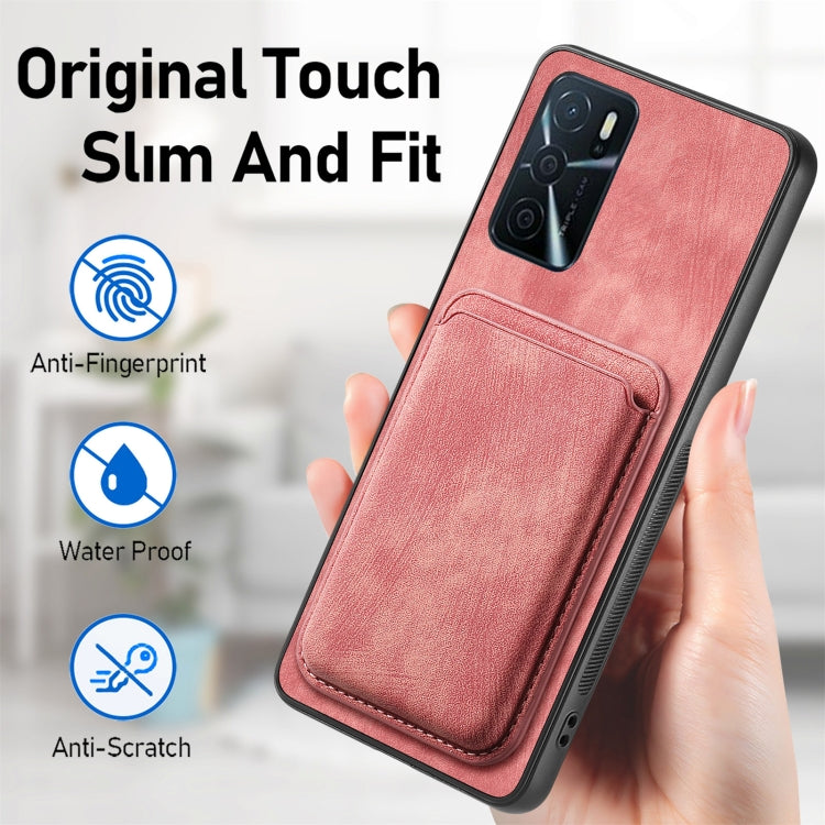 For OPPO Reno8 Z Retro Leather Card Bag Magnetic Phone Case(Pink) - OPPO Cases by buy2fix | Online Shopping UK | buy2fix