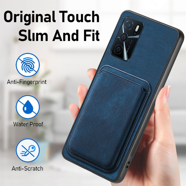 For OPPO Reno9 5G Retro Leather Card Bag Magnetic Phone Case(Blue) - OPPO Cases by buy2fix | Online Shopping UK | buy2fix