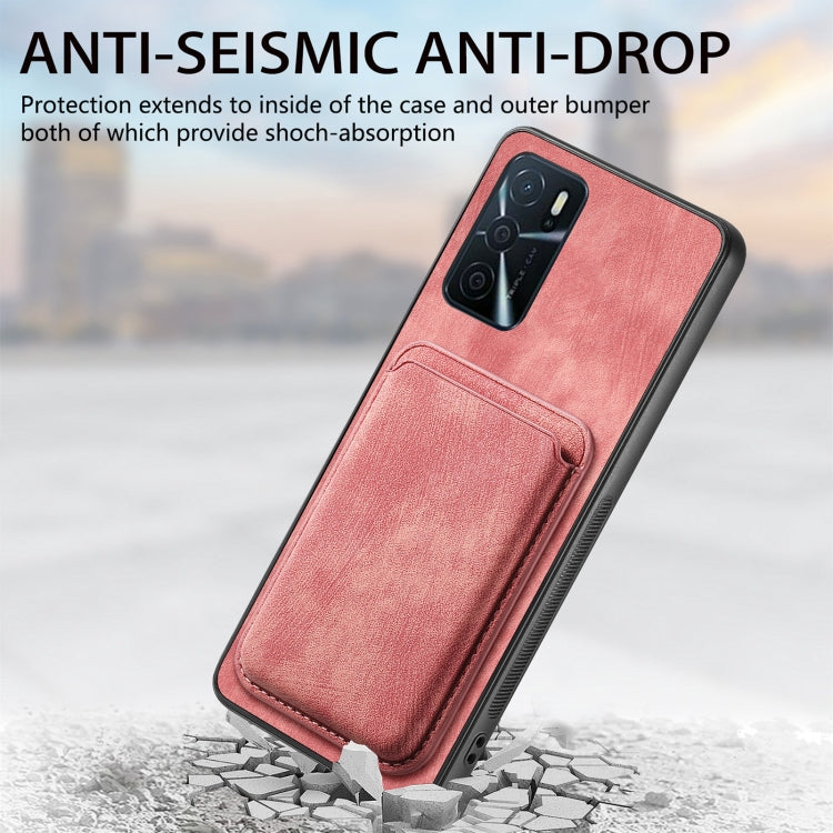 For OPPO Reno9 5G Retro Leather Card Bag Magnetic Phone Case(Pink) - OPPO Cases by buy2fix | Online Shopping UK | buy2fix