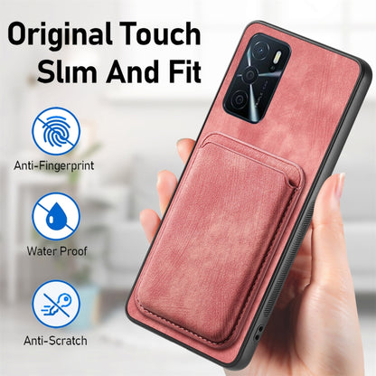 For OPPO A17K Retro Leather Card Bag Magnetic Phone Case(Pink) - OPPO Cases by buy2fix | Online Shopping UK | buy2fix