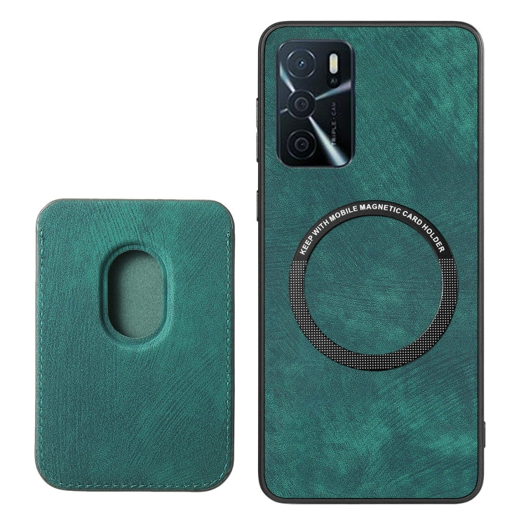 For OPPO Reno7 4G Retro Leather Card Bag Magnetic Phone Case(Green) - OPPO Cases by buy2fix | Online Shopping UK | buy2fix