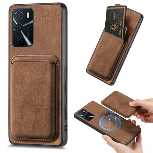 For OPPO A16 Retro Leather Card Bag Magnetic Phone Case(Brown) - OPPO Cases by buy2fix | Online Shopping UK | buy2fix