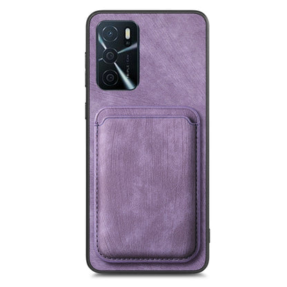 For OPPO Reno5 5G Retro Leather Card Bag Magnetic Phone Case(Purple) - OPPO Cases by buy2fix | Online Shopping UK | buy2fix
