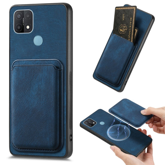 For OPPO A15 Retro Leather Card Bag Magnetic Phone Case(Blue) - OPPO Cases by buy2fix | Online Shopping UK | buy2fix