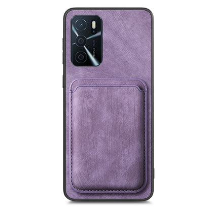 For OPPO A15 Retro Leather Card Bag Magnetic Phone Case(Purple) - OPPO Cases by buy2fix | Online Shopping UK | buy2fix