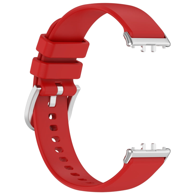 For Samsung Galaxy Fit 3 SM-R390 Metal Connector Liquid Glossy Silicone Watch Band(Red) - Watch Bands by buy2fix | Online Shopping UK | buy2fix