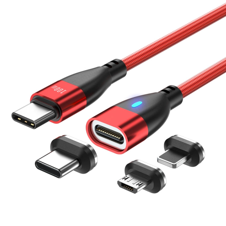 ENKAY 3 in 1 PD100W Type-C to Type-C / 8 Pin / Micro USB Magnetic Fast Charging Cable, Cable Length:1.8m(Red) - Charging Cable & Head by ENKAY | Online Shopping UK | buy2fix