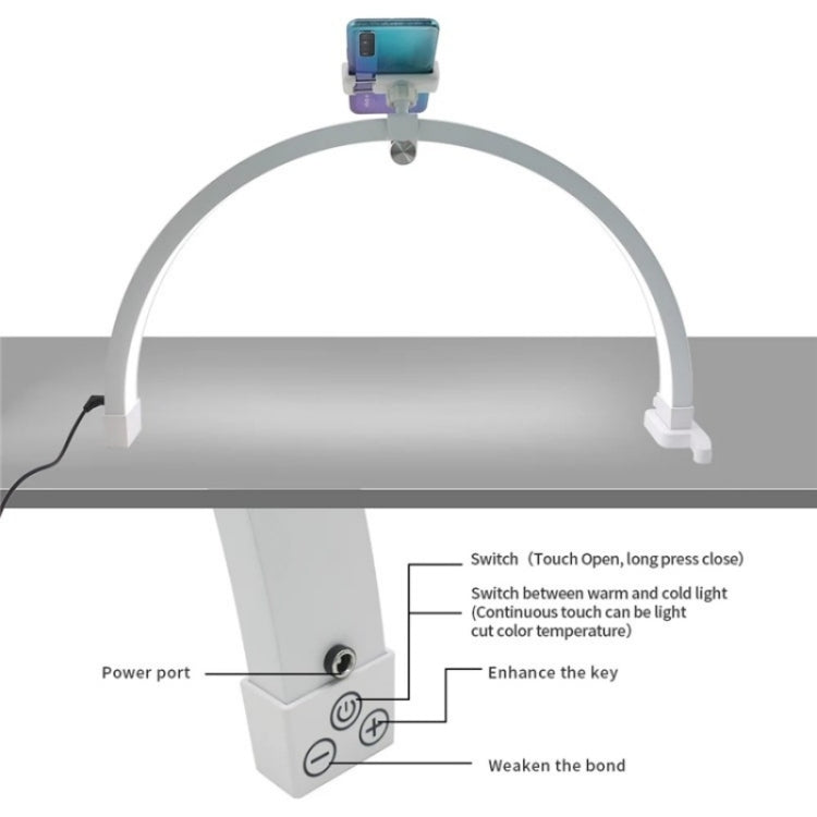 M12X Foldable LED Half Moon Lamp Touch Control Nail Art Lamp, Length: 56cm(US Plug) - Selfie Light by buy2fix | Online Shopping UK | buy2fix