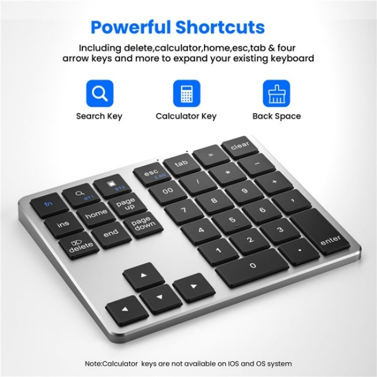 K-35 Computer Laptop Keyboard 35-Keys Tablet Accessories Bluetooth Keypad(Black Gray) - Wireless Keyboard by buy2fix | Online Shopping UK | buy2fix