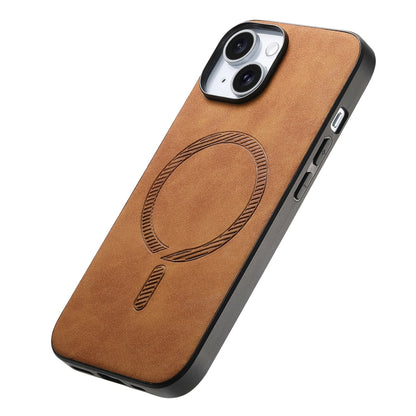 For iPhone 12 Pro Solid Color Retro Magsafe PU Back Cover Phone Case(Brown) - More iPhone Cases by buy2fix | Online Shopping UK | buy2fix