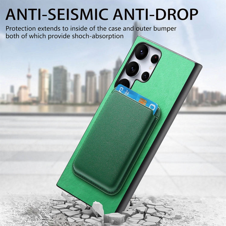 For Samsung Galaxy S25 Ultra 5G Retro Magsafe Card Bag PU Back Cover Phone Case(Green) - Galaxy S25 Ultra 5G Cases by buy2fix | Online Shopping UK | buy2fix