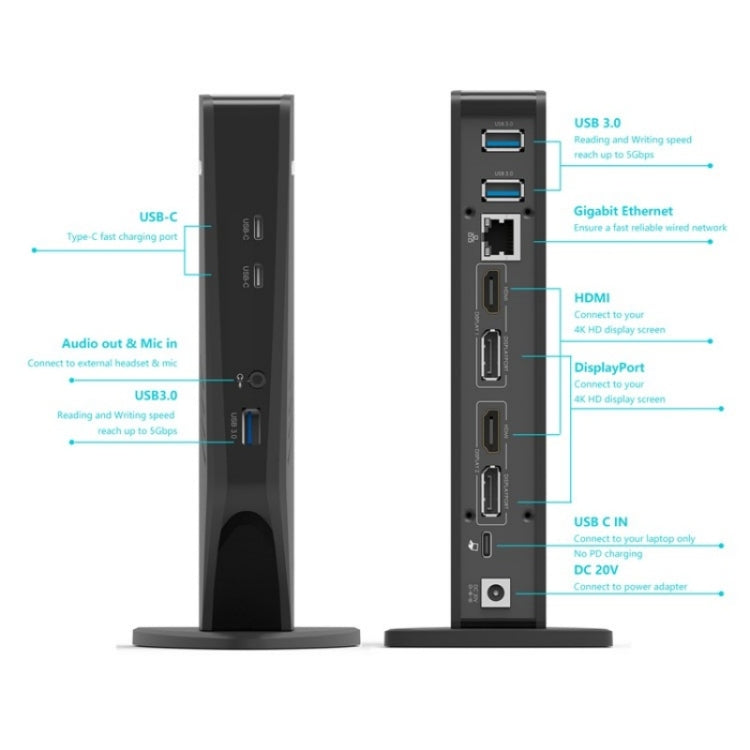 WAVLINK WL-UG69DK5 Laptop Dual 5K / 4K 60Hz Monitor Adapter USB 3.0 Docking Station, Plug:UK Plug - Cable & Adapters by WAVLINK | Online Shopping UK | buy2fix