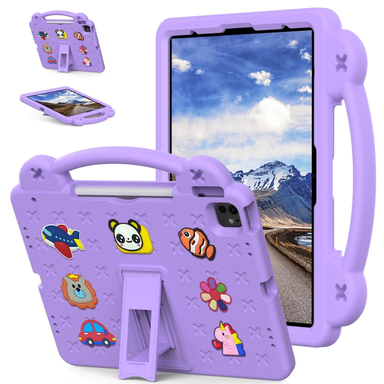 For iPad Air 13 2024 Handle Kickstand Children EVA Shockproof Tablet Case(Light Purple) - iPad Air 13 2024 Cases by buy2fix | Online Shopping UK | buy2fix