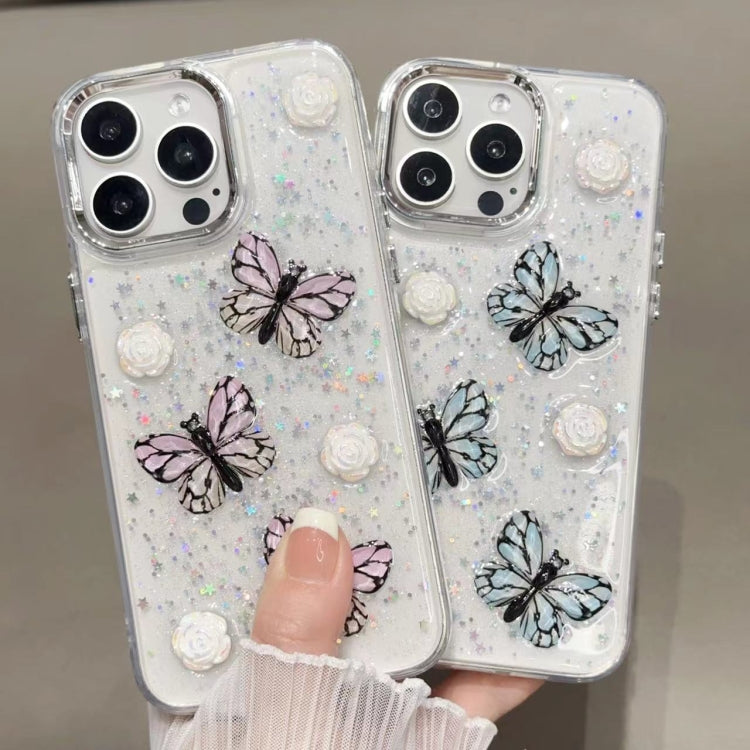 For iPhone 16 Pro Glitter 3D Butterfly TPU Phone Case(Pink) - iPhone 16 Pro Cases by buy2fix | Online Shopping UK | buy2fix