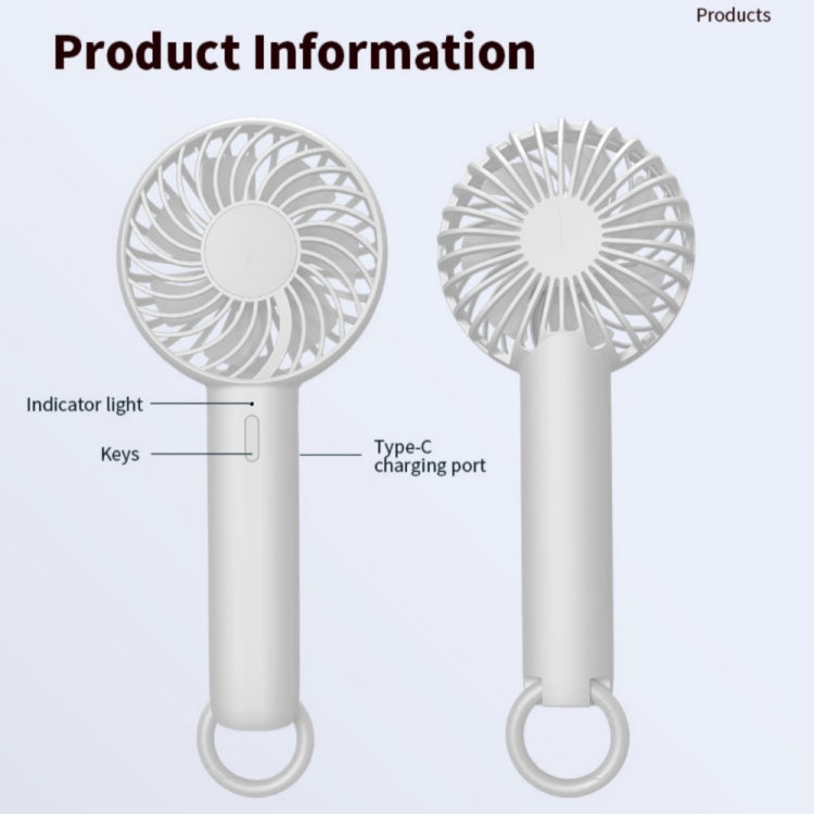 S3 3 Speed Low Noise Hanging Hole Desk Fan Portable Rechargeable Handheld Cooling Fan(Baby Blue) - Electric Fans by buy2fix | Online Shopping UK | buy2fix