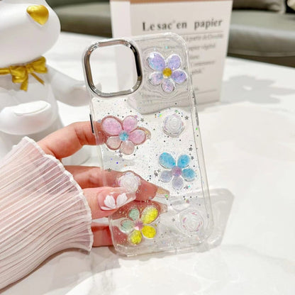 For iPhone 16 Pro Max 3D Flower Glitter Epoxy TPU Phone Case(Colorful Flowers) - iPhone 16 Pro Max Cases by buy2fix | Online Shopping UK | buy2fix