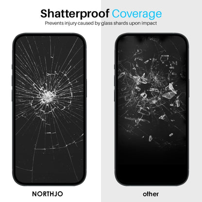 For iPhone 16 NORTHJO 2pcs A++ Tempered Glass Film with Installation Frame - iPhone 16 Tempered Glass by NORTHJO | Online Shopping UK | buy2fix