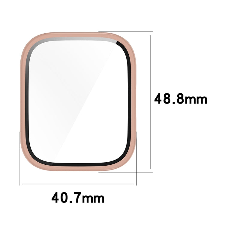 For Amazfit bip5 Unity PC + Tempered Glass Film Integrated Watch Protective Case(Ivory White) - Watch Cases by buy2fix | Online Shopping UK | buy2fix