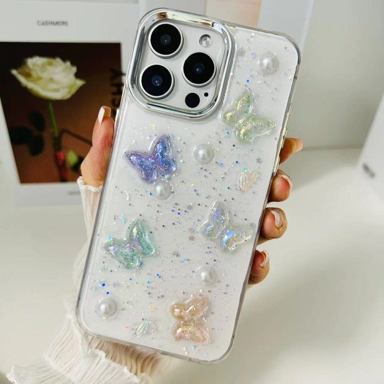 For iPhone 16 Pro Max 3D Colorful Crystal Butterfly TPU Phone Case(Butterfly Pearl) - iPhone 16 Pro Max Cases by buy2fix | Online Shopping UK | buy2fix