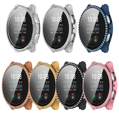 For Samsung Galaxy Watch 7 40mm Single Row Diamond PC + Tempered Film Integrated Watch Protective Case(Rose Gold) - Watch Cases by buy2fix | Online Shopping UK | buy2fix