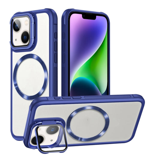 For iPhone 14 Plus Magsafe CD-grain Acrylic Hybrid TPU Phone Case(Blue) - iPhone 14 Plus Cases by buy2fix | Online Shopping UK | buy2fix