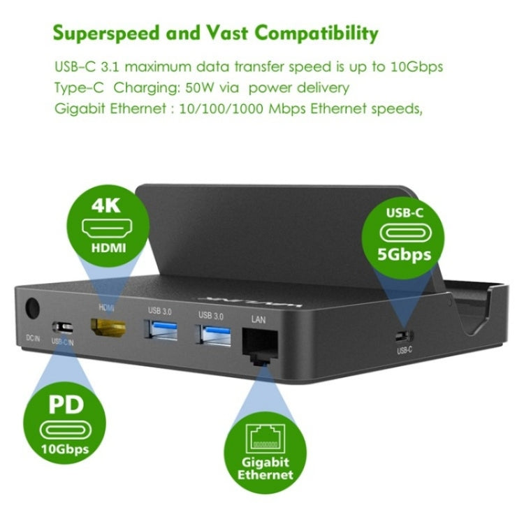 WAVLINK UHP3D01G Gigabit Ethernet USB 3.0 Multi-Function HUB 4K HD Docking Station(UK Plug) - USB 3.0 HUB by WAVLINK | Online Shopping UK | buy2fix