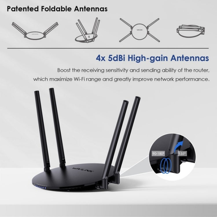 WAVLINK WN530G3 4x 5dBi Foldable Antenna AC1200 Dual Band Wireless Repeater Router, Plug:EU Plug - Wireless Routers by WAVLINK | Online Shopping UK | buy2fix