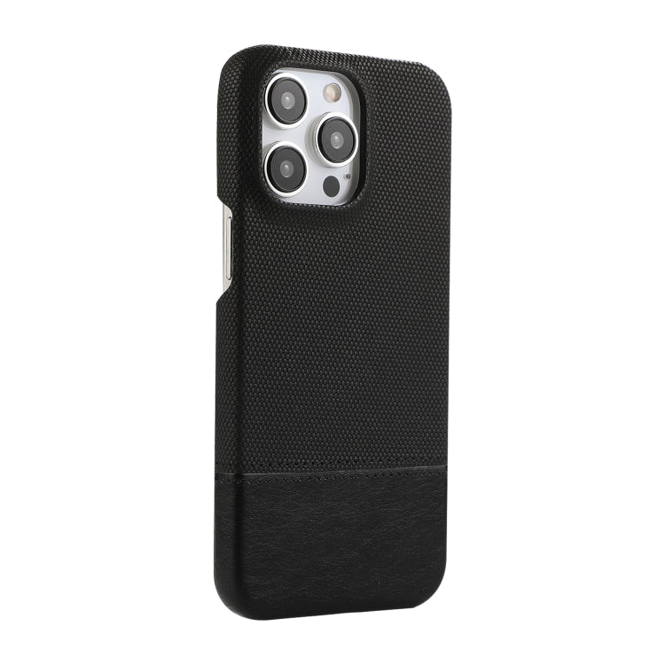 For iPhone 16 Pro Stitching Cloth PU Shockproof Phone Case(Black) - iPhone 16 Pro Cases by buy2fix | Online Shopping UK | buy2fix